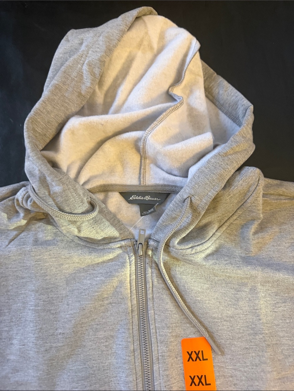Eddie Bauer Men's Light Gray Full-Zip Hooded Sweatshirt